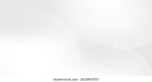 White glowing geometric lines on gray background. Modern shiny blue circle abstract