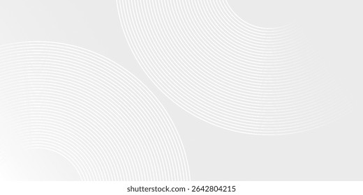 Linhas geométricas brilhantes brancas no plano de fundo cinza. Moderno azul brilhante círculo abstrato, ilustração vetorial eps10