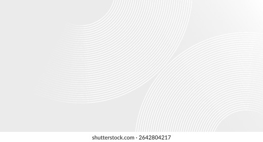 White glowing geometric lines on gray background. Modern shiny blue circle abstract, vector illustration eps10