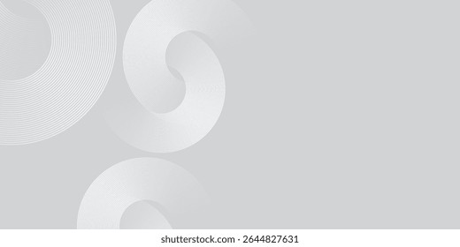 Líneas geométricas brillantes blancas sobre fondo gris. Arte agradable abstracto azul brillante moderno del círculo
