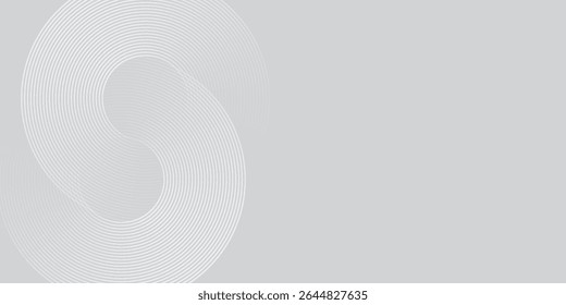 White glowing geometric lines on gray background. Modern shiny blue circle abstract nice art simple background light