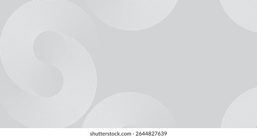 White glowing geometric lines on gray background. Modern shiny blue circle abstract nice art simple background light gradient illustration