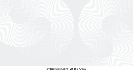 White glowing geometric lines on gray background. Modern shiny blue circle lines pattern. Futuristic modern simple art illuatration