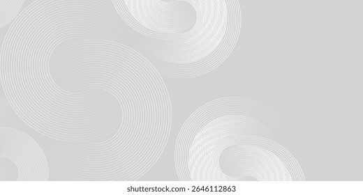 White glowing geometric lines on gray background. Modern shiny blue circle abstract background modern nice