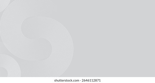 White glowing geometric lines on gray background. Modern shiny blue circle abstract background modern
