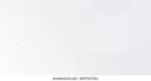 Líneas geométricas brillantes blancas sobre fondo gris. Círculo azul brillante moderno abstracto, Ilustración vectorial eps10