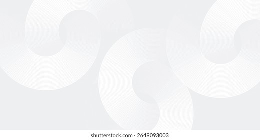 Líneas geométricas brillantes blancas sobre fondo gris. Moderno patrón de líneas de círculo azul brillante. Tecnología futurista abstracta arte moderno simple