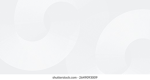 Líneas geométricas brillantes blancas sobre fondo gris. Moderno patrón de líneas de círculo azul brillante. Tecnología futurista arte moderno abstracto