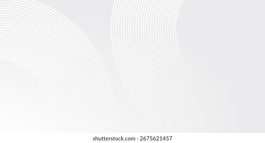 White glowing geometric lines on gray background. Modern shiny blue circle abstract
