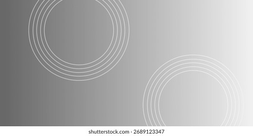 Líneas geométricas brillantes blancas sobre fondo gris con Elementos circulares azules brillantes modernos, estilo futurista, perfecto para Anuncios de Web.