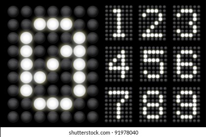 White Glowing Led Display Collection Of Numbers