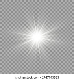 Lumière brillante blanche. Belle étoile Lumière des rayons. Soleil avec éclat de lentille. Une belle étoile brillante. Soleil.