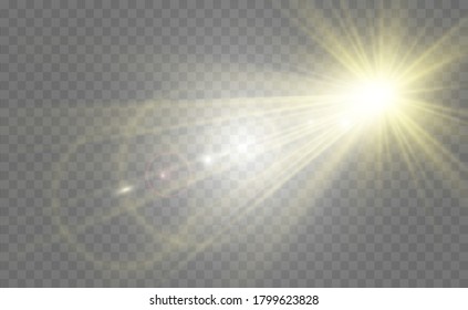 White glowing light. Beautiful star Light from the rays. A sun with highlights. A bright beautiful star. A sun light.