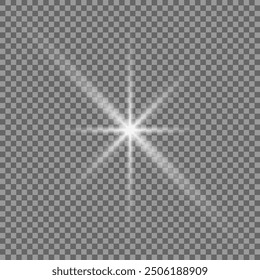 White glowing light. Beautiful star Light from the rays. A sun with highlights. A bright beautiful star. A sun light.