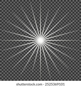 White glowing light. Beautiful star Light from the rays. A sun with highlights. A bright beautiful star. A sun light.