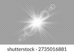 White glowing light burst explosion with transparent. Vector sunlight lens flare effect. Overlays, light, Sun, sunrays, overlays, light transitions, lens flare, light leaks and glare in PNG format. PNG sunlight flare. Bright star. Transparent shine gradient glitter, bright flare. Glare texture.