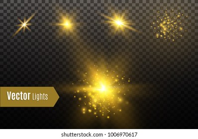 White glowing light burst explosion on transparent background. Vector illustration light effect decoration with ray. Bright star. Translucent shine sun, bright flare.Center vibrant flash.star and sun
