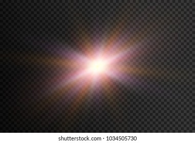 White glowing light burst explosion with transparent. Vector illustration for cool effect decoration with ray sparkles. Bright star. Transparent shine gradient glitter, bright flare. Glare texture.