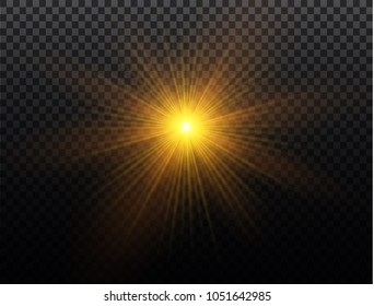 White glowing light burst explosion on transparent background. Vector illustration light effect decoration with ray. Bright star. Translucent shine sun, bright flare. Center vibrant flash.