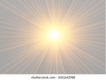 White glowing light burst explosion on transparent background. Vector illustration light effect decoration with ray. Bright star. Translucent shine sun, bright flare. Center vibrant flash.