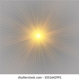 White glowing light burst explosion on transparent background. Vector illustration light effect decoration with ray. Bright star. Translucent shine sun, bright flare. Center vibrant flash.