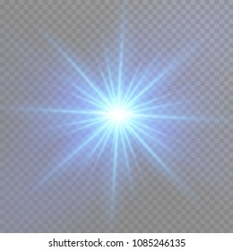 White glowing light burst explosion on transparent background. Vector illustration light effect decoration with ray. Bright star. Translucent shine sun, bright flare. Center vibrant flash.
