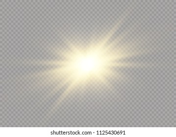 White glowing light burst explosion with transparent. Vector illustration for cool effect decoration with ray sparkles. Bright star. Transparent shine gradient glitter, bright flare. Glare texture.