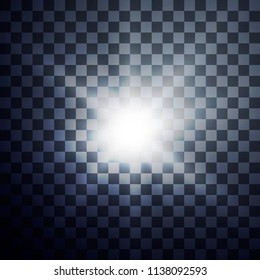 White glowing light burst explosion with transparent. Vector illustration for cool effect decoration with ray sparkles. Bright star. Transparent shine gradient glitter, bright flare. Glare texture.