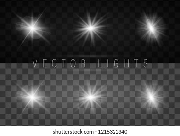 White glowing light burst explosion with transparent. Vector illustration for cool effect decoration with ray sparkles. Bright star. Transparent shine gradient glitter, bright flare. Glare texture.