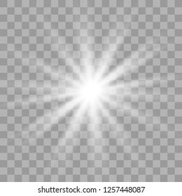 White glowing light burst explosion with transparent.Bright star. Transparent shine gradient glitter, bright flare. Glare texture. Vector illustration. - Vector