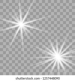 White glowing light burst explosion with transparent.Bright star. Transparent shine gradient glitter, bright flare. Glare texture. Vector illustration. - Vector