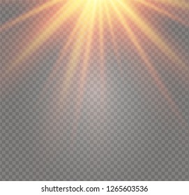 White glowing light burst explosion on transparent background. Vector illustration light effect decoration with ray. Bright star. Translucent shine sun, bright flare. Center vibrant flash