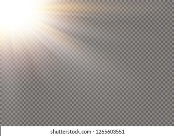 White glowing light burst explosion on transparent background. Vector illustration light effect decoration with ray. Bright star. Translucent shine sun, bright flare. Center vibrant flash