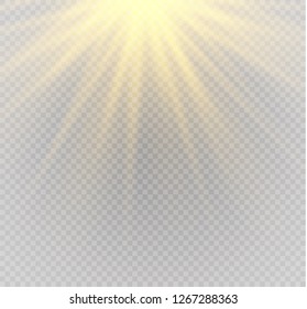 White glowing light burst explosion on transparent background. Vector illustration light effect decoration with ray. Bright star. Translucent shine sun, bright flare. Center vibrant flash