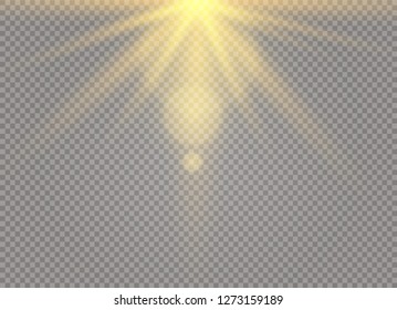 White glowing light burst explosion on transparent background. Vector illustration light effect decoration with ray. Bright star. Translucent shine sun, bright flare. Center vibrant flash