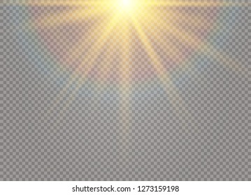 White glowing light burst explosion on transparent background. Vector illustration light effect decoration with ray. Bright star. Translucent shine sun, bright flare. Center vibrant flash