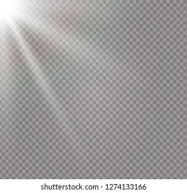 White glowing light burst explosion on transparent background. Vector illustration light effect decoration with ray. Bright star. Translucent shine sun, bright flare. Center vibrant flash