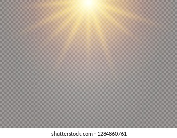 White glowing light burst explosion on transparent background. Vector illustration light effect decoration with ray. Bright star. Translucent shine sun, bright flare. Center vibrant flash