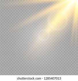 White glowing light burst explosion on transparent background. Vector illustration light effect decoration with ray. Bright star. Translucent shine sun, bright flare. Center vibrant flash