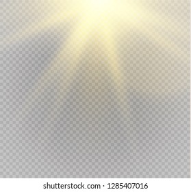 White glowing light burst explosion on transparent background. Vector illustration light effect decoration with ray. Bright star. Translucent shine sun, bright flare. Center vibrant flash