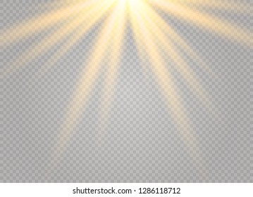 White glowing light burst explosion on transparent background. Vector illustration light effect decoration with ray. Bright star. Translucent shine sun, bright flare. Center vibrant flash