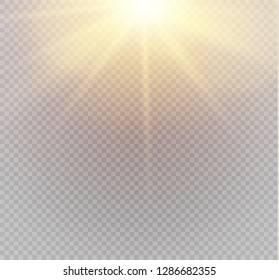White glowing light burst explosion on transparent background. Vector illustration light effect decoration with ray. Bright star. Translucent shine sun, bright flare. Center vibrant flash
