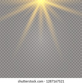 White glowing light burst explosion on transparent background. Vector illustration light effect decoration with ray. Bright star. Translucent shine sun, bright flare. Center vibrant flash