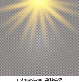 White glowing light burst explosion on transparent background. Vector illustration light effect decoration with ray. Bright star. Translucent shine sun, bright flare. Center vibrant flash