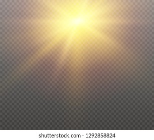 White glowing light burst explosion on transparent background. Vector illustration light effect decoration with ray. Bright star. Translucent shine sun, bright flare. Center vibrant flash