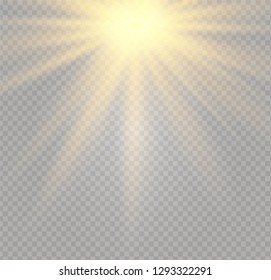White glowing light burst explosion on transparent background. Vector illustration light effect decoration with ray. Bright star. Translucent shine sun, bright flare. Center vibrant flash