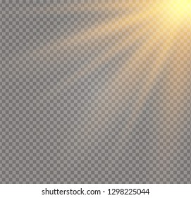 White glowing light burst explosion on transparent background. Vector illustration light effect decoration with ray. Bright star. Translucent shine sun, bright flare. Center vibrant flash