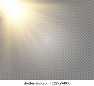 White glowing light burst explosion on transparent background. Vector illustration light effect decoration with ray. Bright star. Translucent shine sun, bright flare. Center vibrant flash