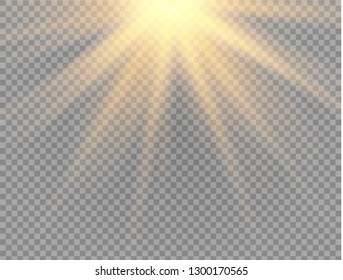 White glowing light burst explosion on transparent background. Vector illustration light effect decoration with ray. Bright star. Translucent shine sun, bright flare. Center vibrant flash
