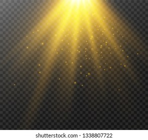 White glowing light burst explosion on transparent background. Vector illustration light effect decoration with ray. Bright star. Translucent shine sun, bright flare. Center vibrant flash